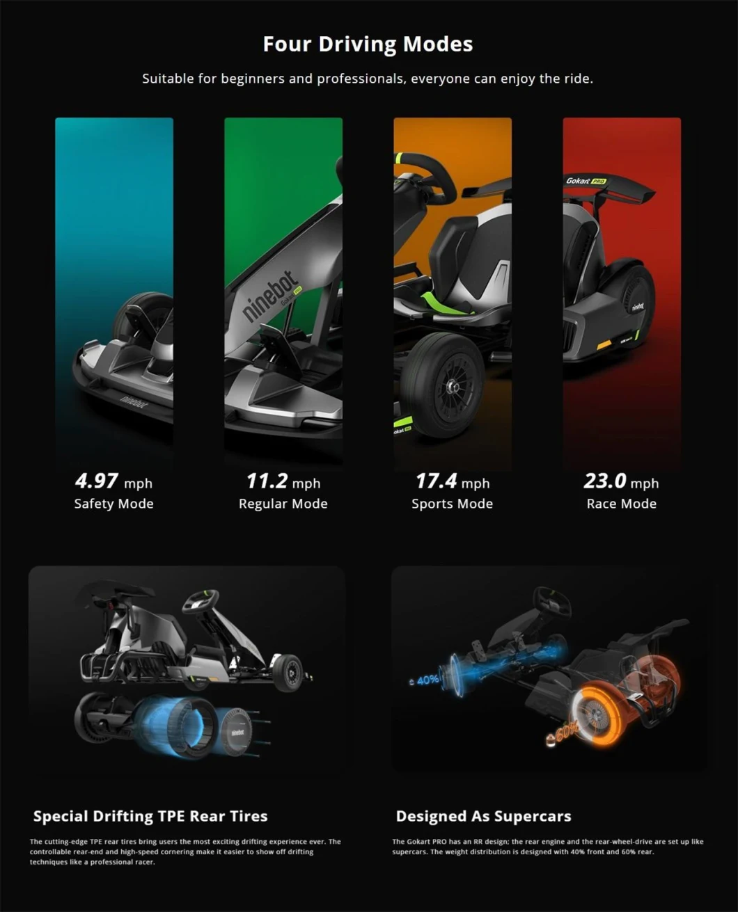 Ninebot Seg Way Xiaomi Compatible Go Karting Wholesale E Gokart Ride on Car off Road Racing Kids Go Karts for Adults
