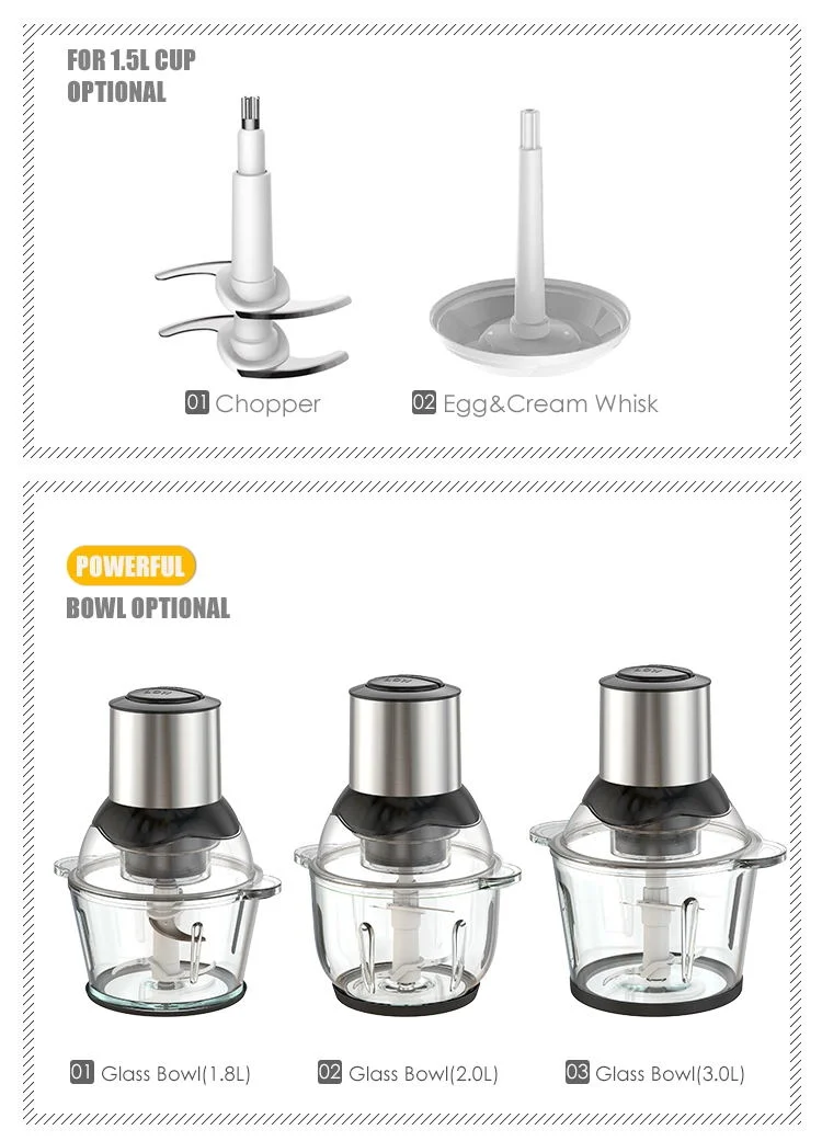 3000ml Electric Stainless Steel Food Processor Vegetable Mixer Chopper